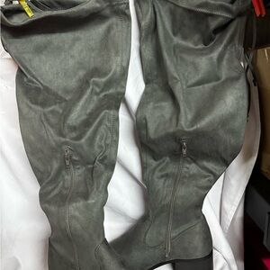 JustFab Gray Over the Knee Boots